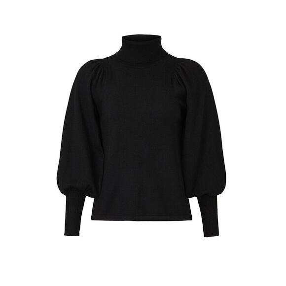 APIECE APART Black Wool Turtleneck Puffed Drapey Sleeves Dewi Sweater size Large - Picture 3 of 12